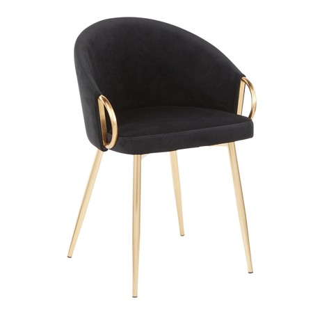 LUMISOURCE Claire Chair in Gold Metal and Black Velvet CH-CLAIRE AUVBK